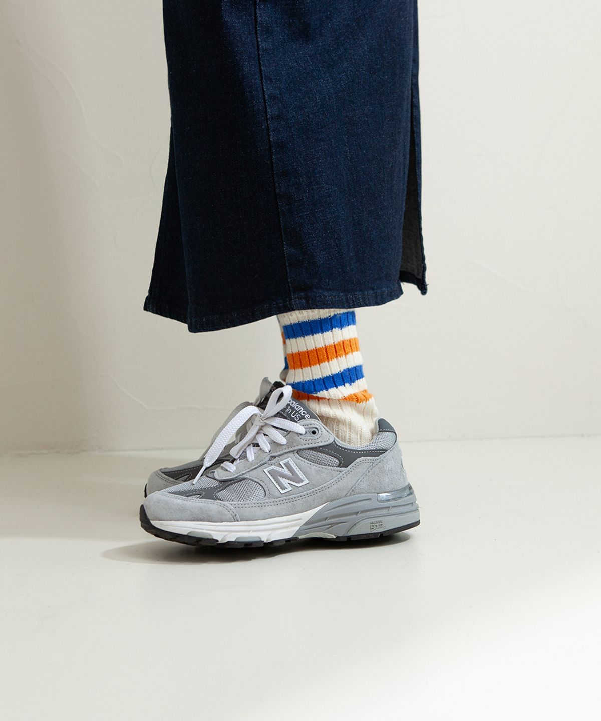 보타(VOTTA) W VINTAGE STRIPED COTTON RIBBED-Vanilla Cream/OrangeBlue