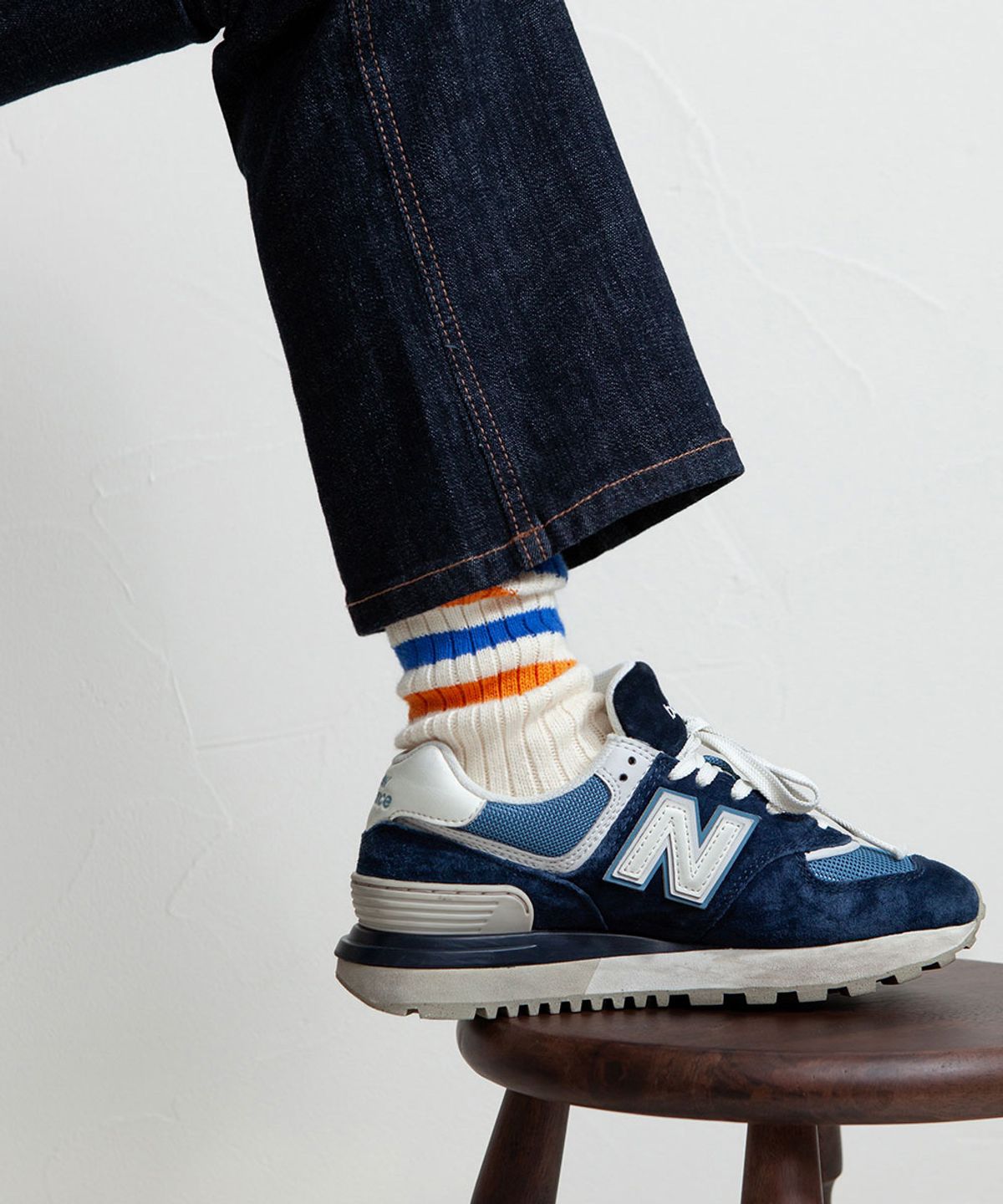 보타(VOTTA) W VINTAGE STRIPED COTTON RIBBED-Vanilla Cream/OrangeBlue