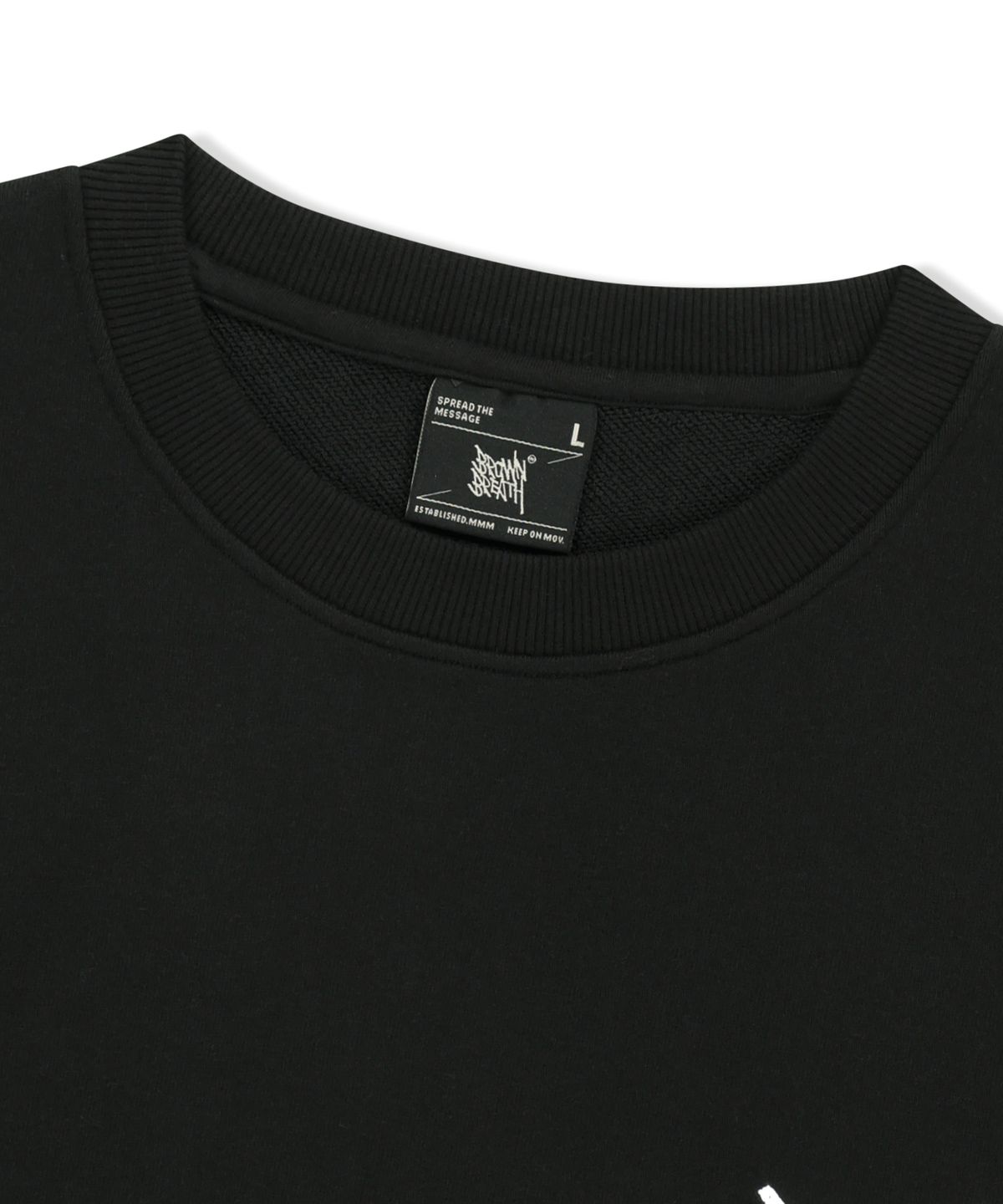브라운브레스(BROWNBREATH) CRACKED TAG CREWNECK - BLACK