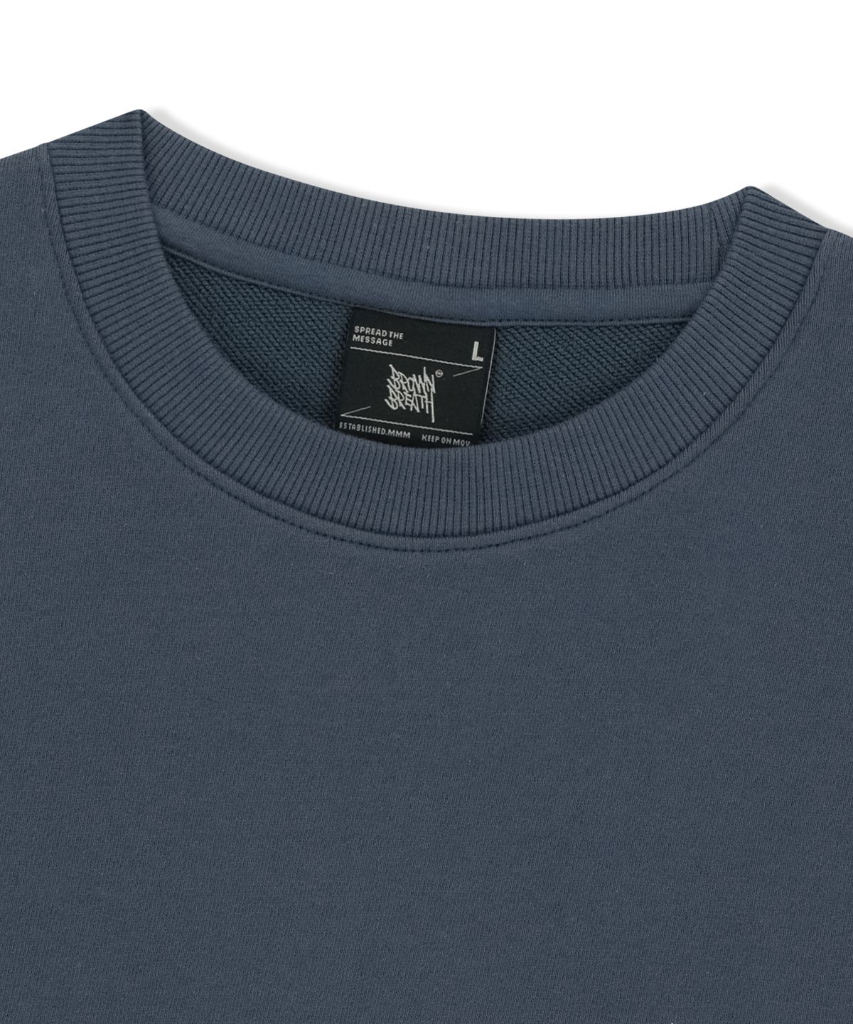 브라운브레스(BROWNBREATH) CRACKED TAG CREWNECK - BLUE