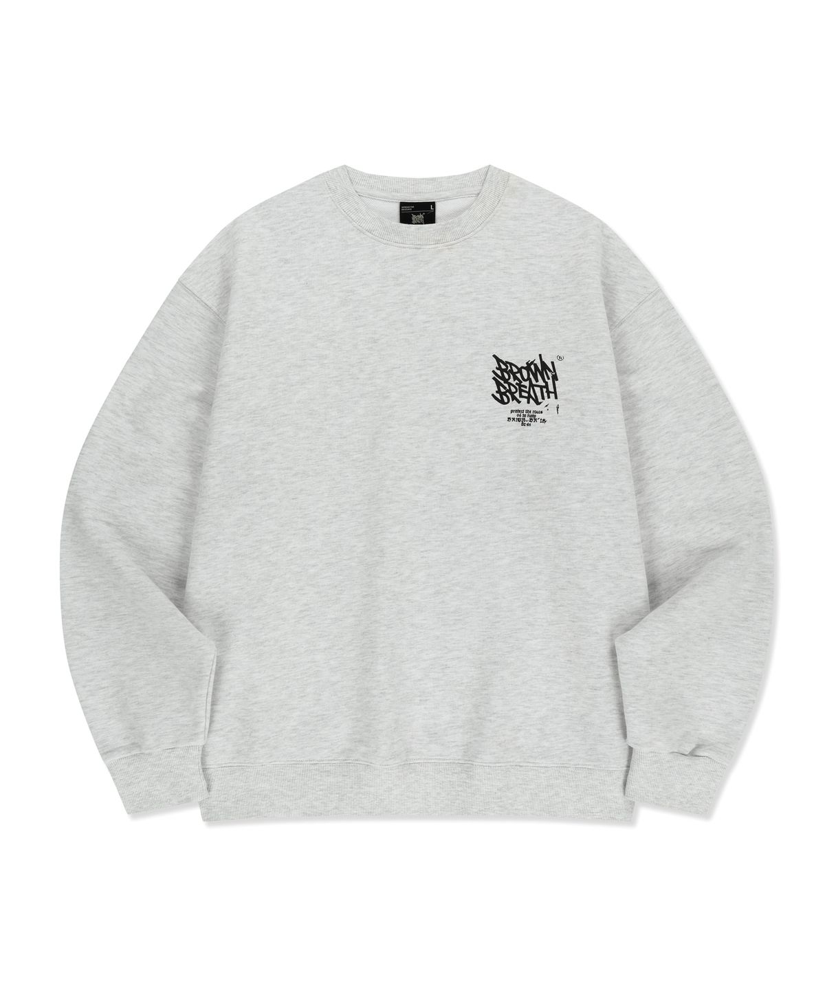 브라운브레스(BROWNBREATH) CRACKED TAG CREWNECK - ASH