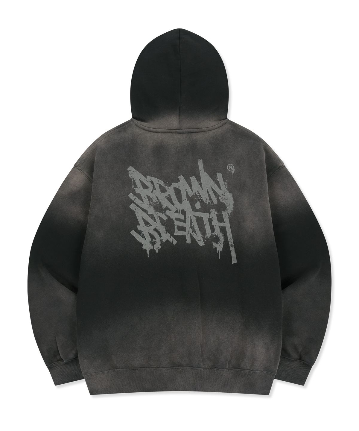 브라운브레스(BROWNBREATH) SPRAYED TAG HOOD ZIP UP - BLACK