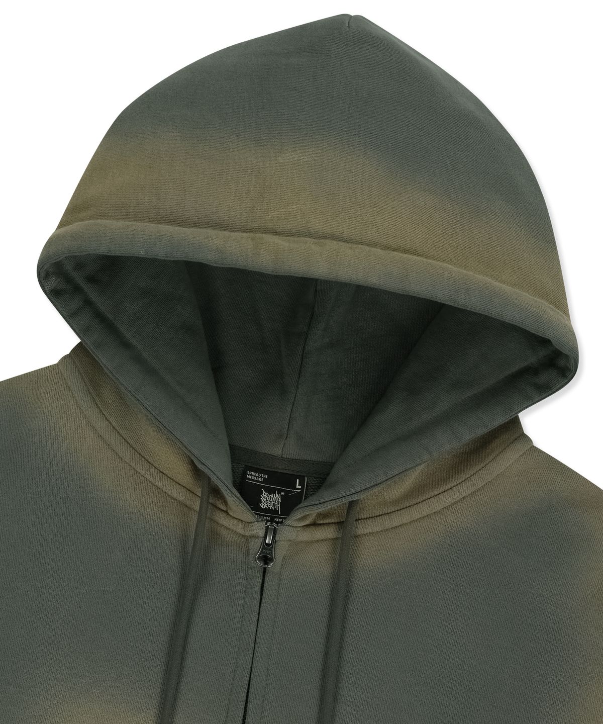 브라운브레스(BROWNBREATH) SPRAYED TAG HOOD ZIP UP - KHAKI