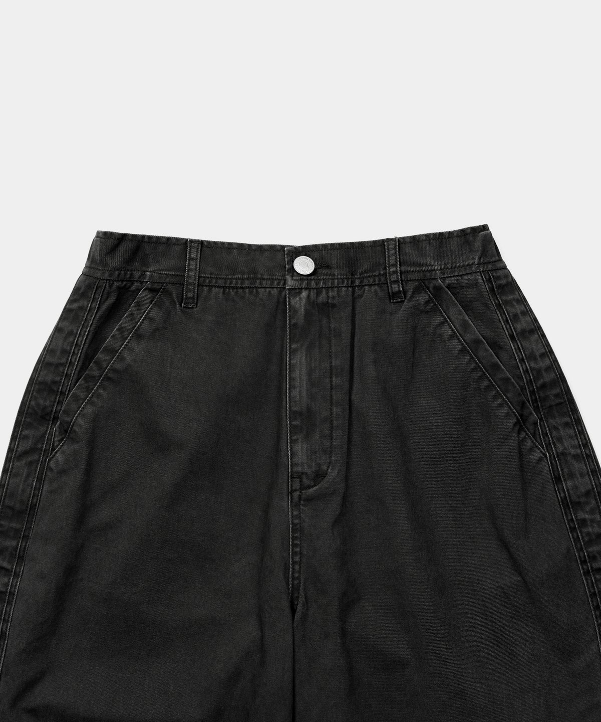 엑스컨테이너(EXCONTAINER) 사이드 라인 와이드 팬츠 (SLATE BLACK)