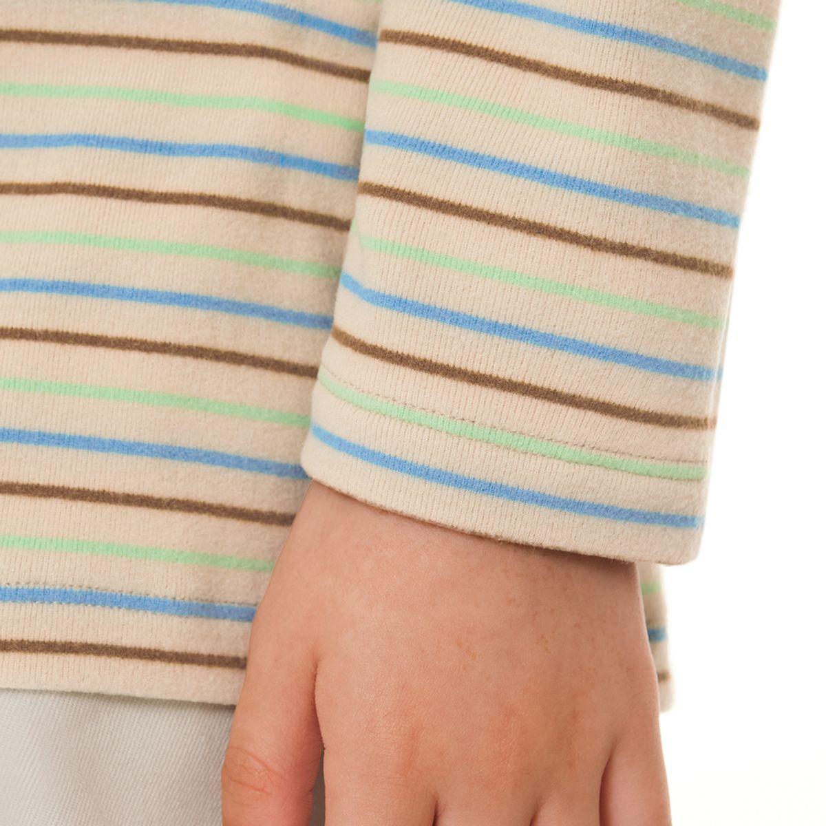 안다르 키즈(ANDAR KIDS) 키즈 스트라이프 기모 하프넥 긴팔티