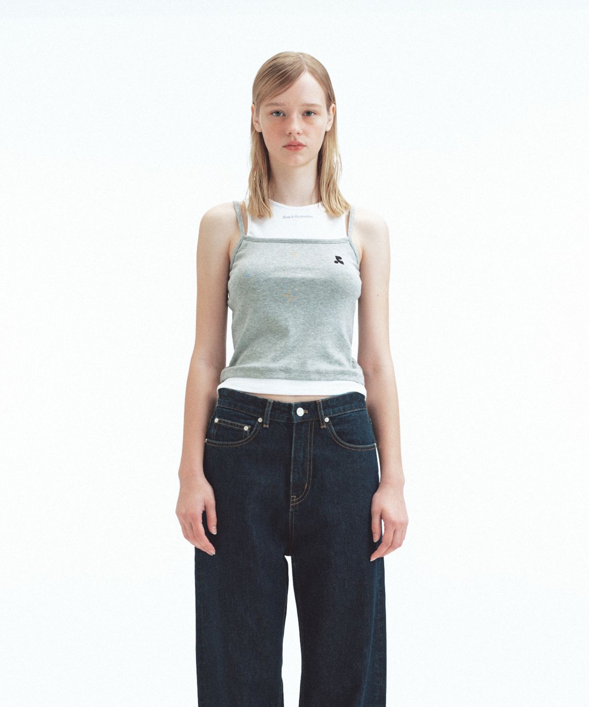레스트앤레크레이션(REST&RECREATION) LAYERED SLEEVELESS - GREY