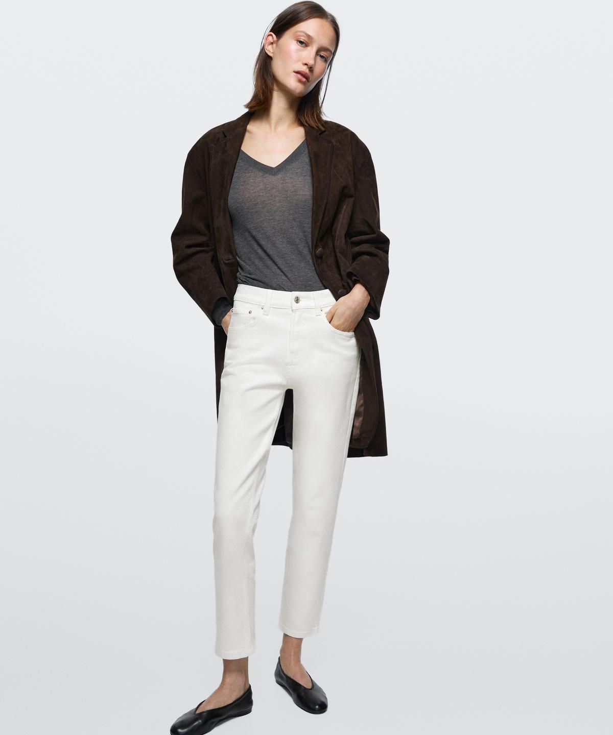 마시모두띠(MASSIMO DUTTI) 슬림핏 미드웨이스트 크롭 진