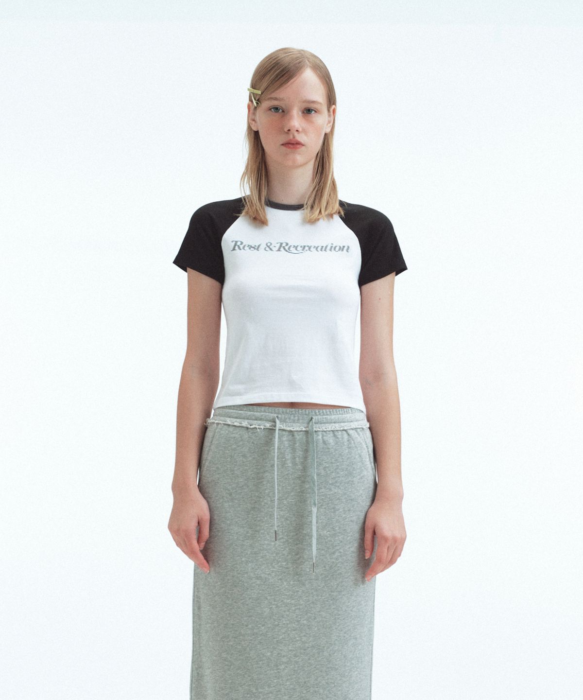 레스트앤레크레이션(REST&RECREATION) RAGLAN HALF SLEEVE TOP - WHITE