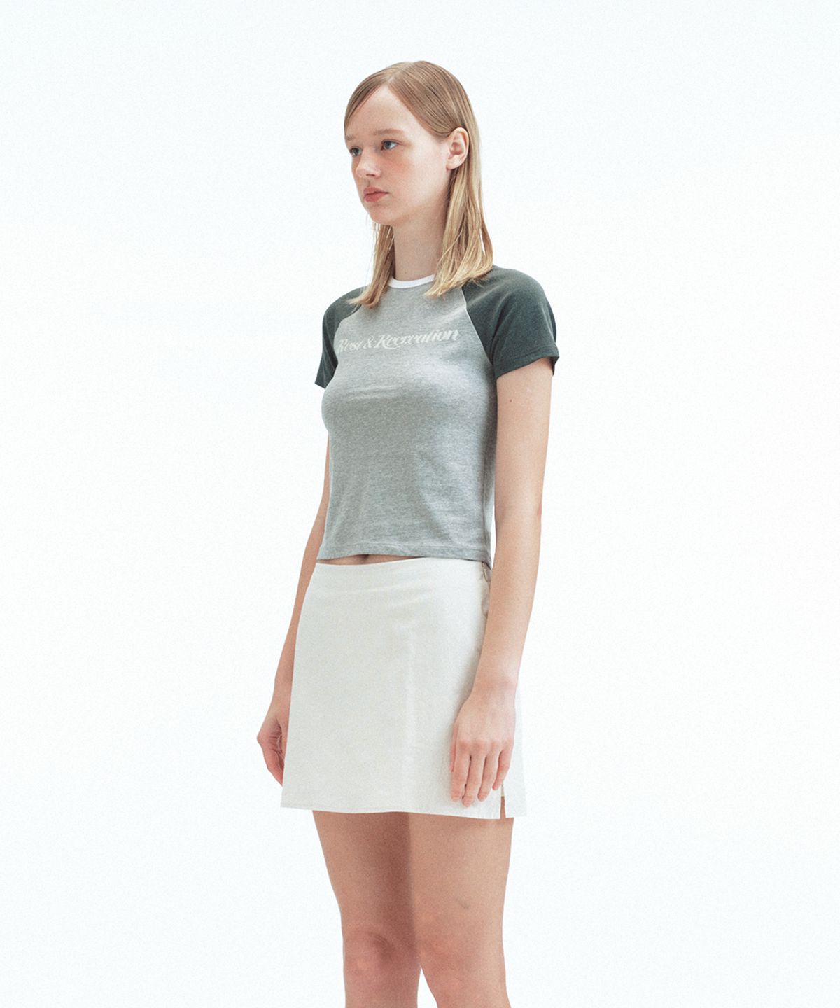 레스트앤레크레이션(REST&RECREATION) RAGLAN HALF SLEEVE TOP - GREY