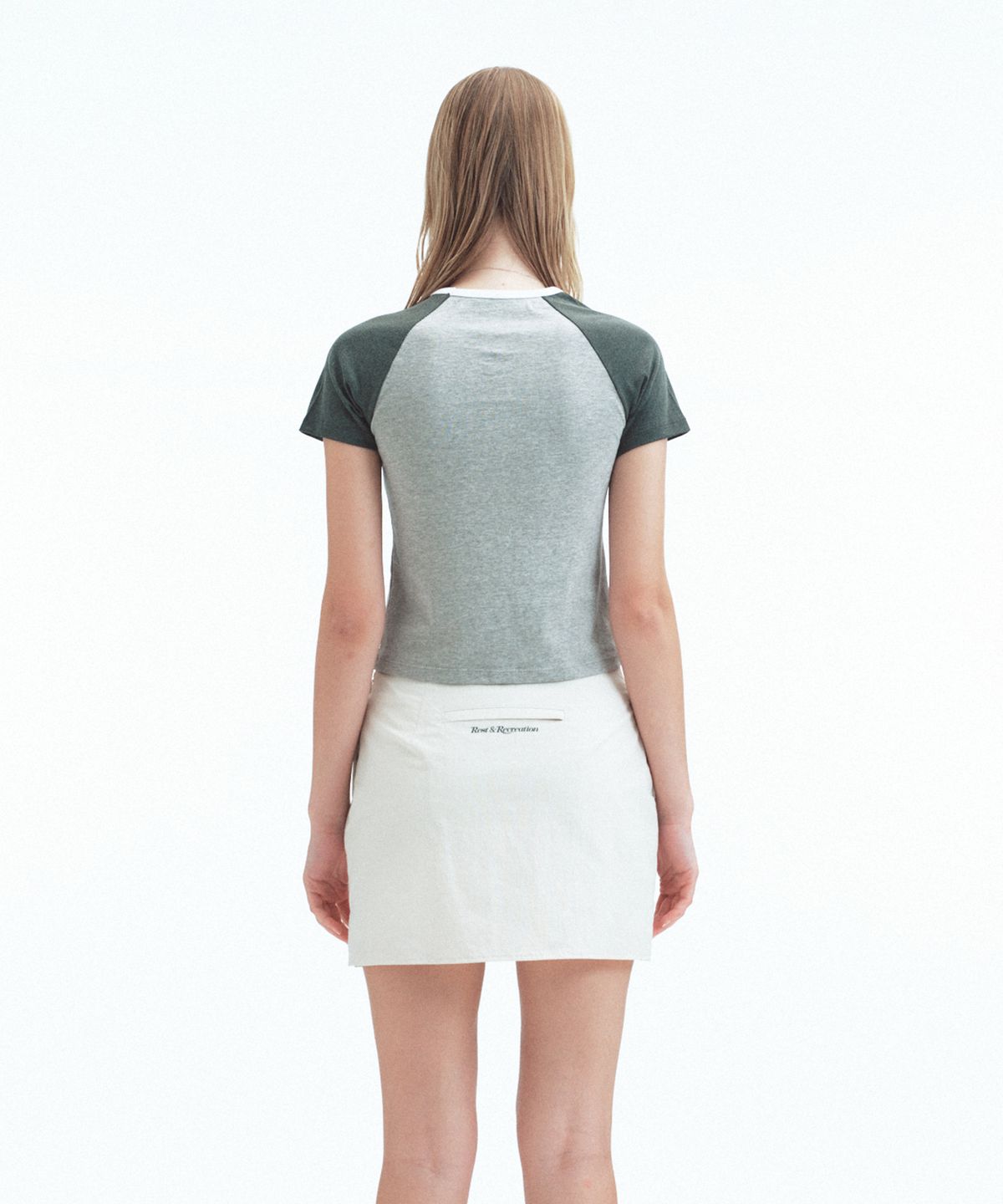 레스트앤레크레이션(REST&RECREATION) RAGLAN HALF SLEEVE TOP - GREY