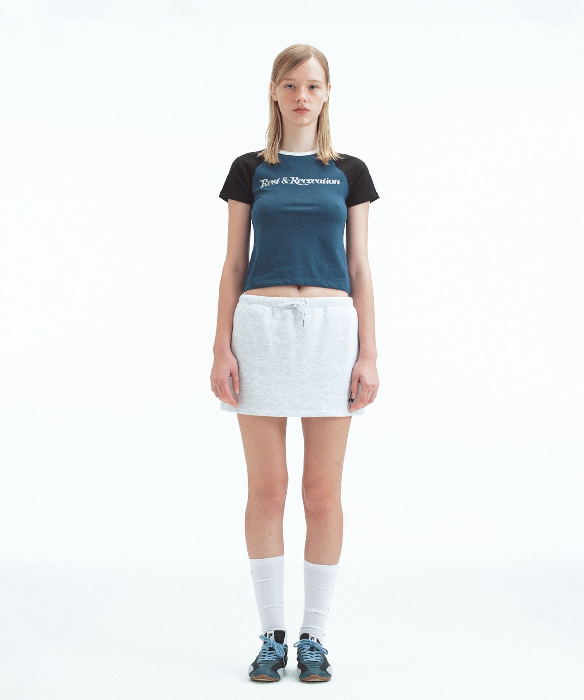 레스트앤레크레이션(REST&RECREATION) RAGLAN HALF SLEEVE TOP - NAVY