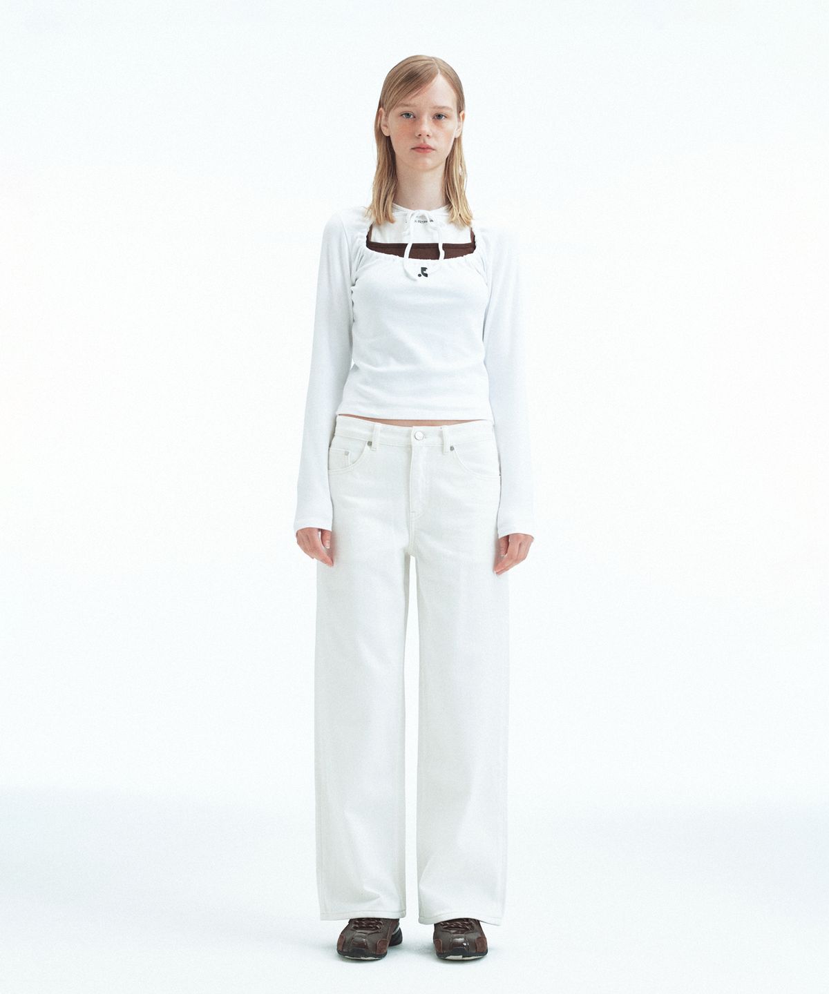 레스트앤레크레이션(REST&RECREATION) TIE LONG SLEEVE TOP - WHITE