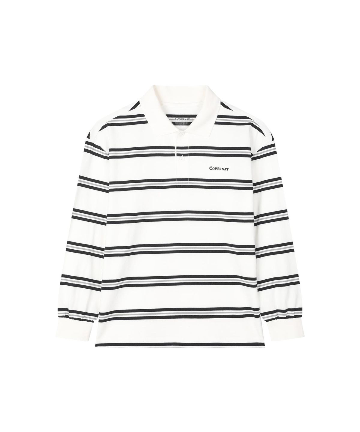 커버낫 키즈(COVERNAT KIDS) 워드마크 스트라이프 롱슬리브 화이트 CK2601LT26WH