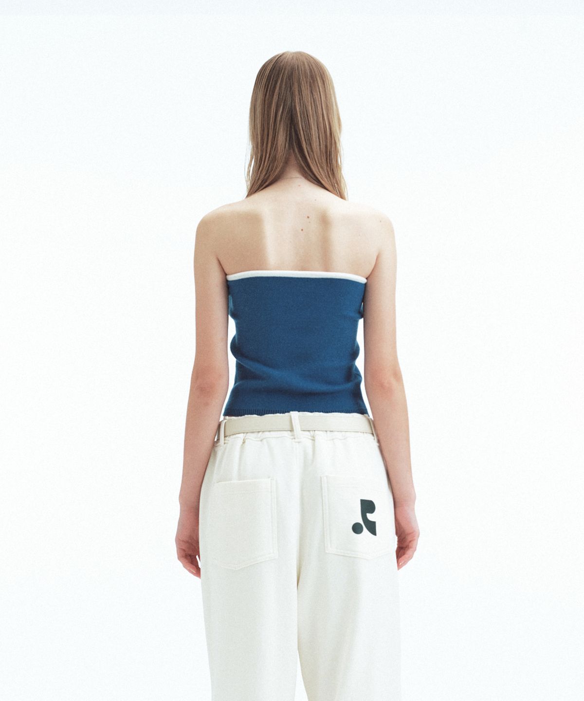 레스트앤레크레이션(REST&RECREATION) STRING KNIT TUBE TOP - COBALT BLUE