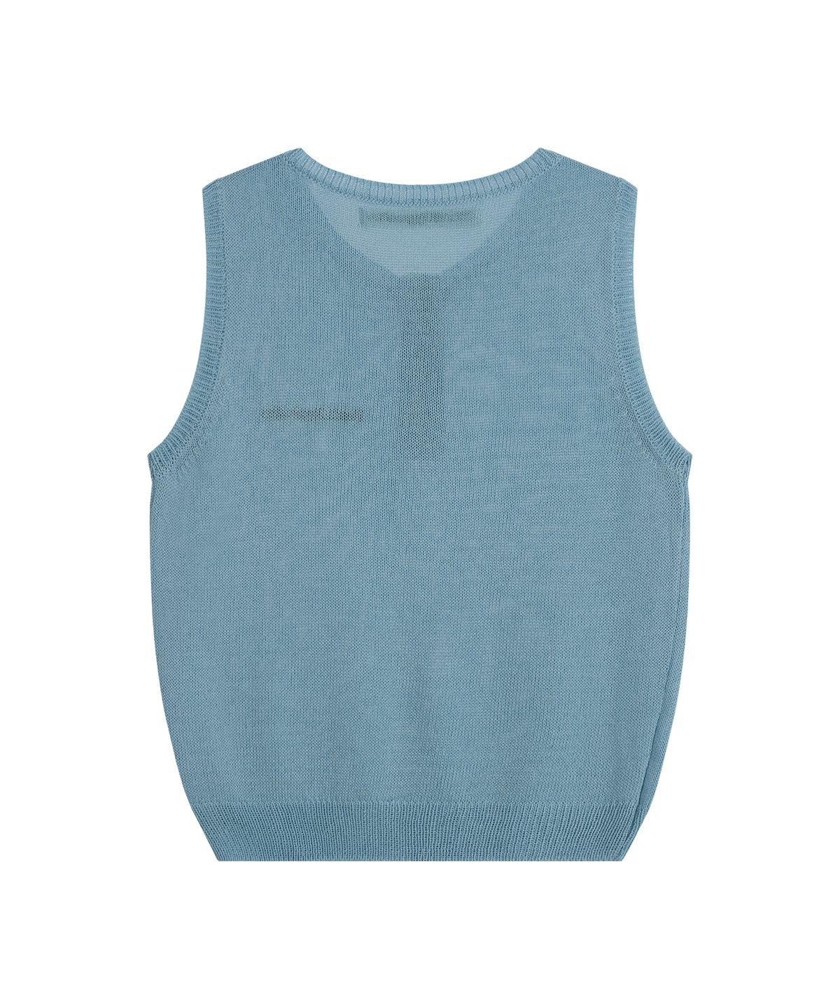 레스트앤레크레이션(REST&RECREATION) HALF BUTTON-UP KNIT VEST - SKY BLUE