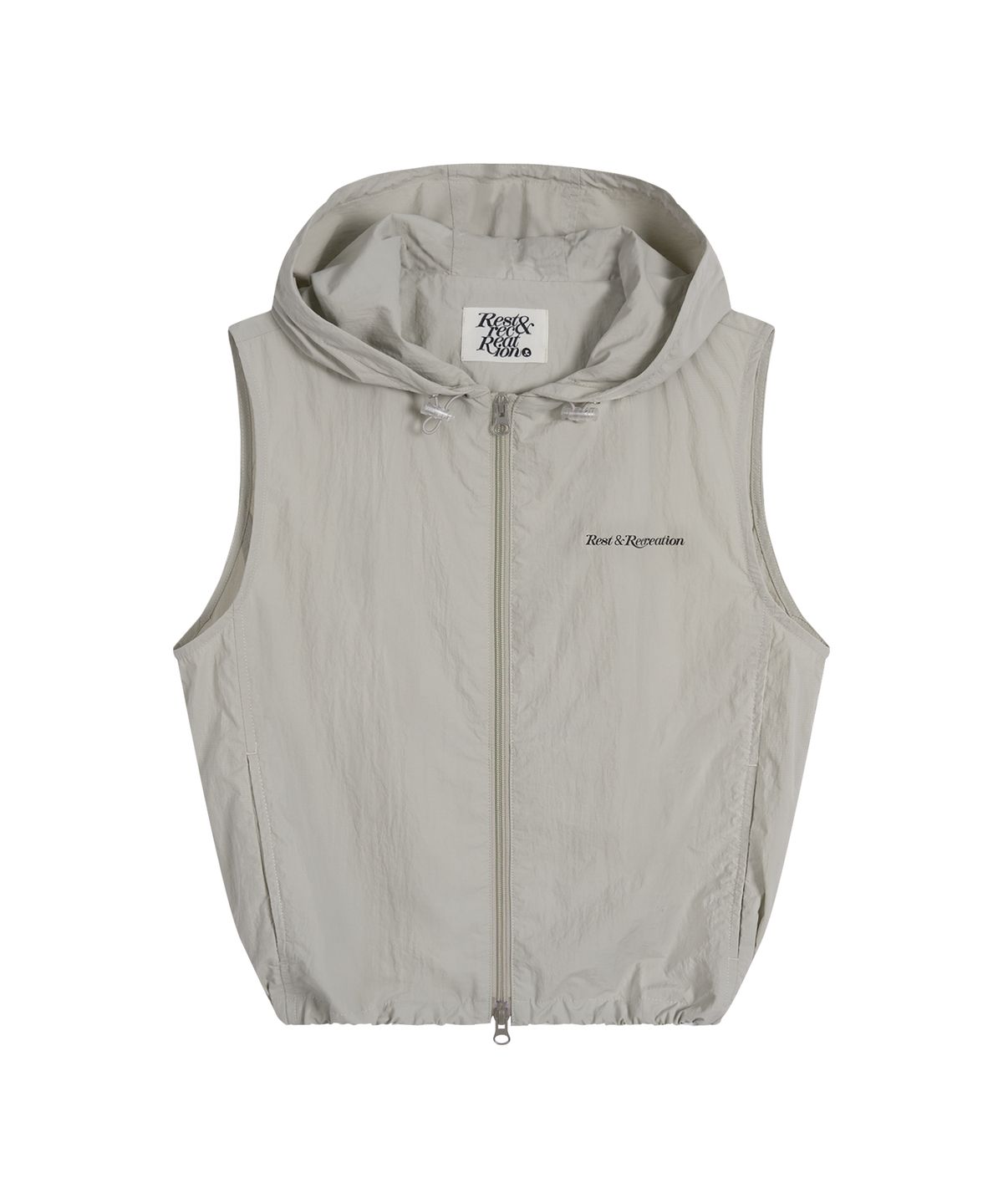 레스트앤레크레이션(REST&RECREATION) NYLON HOOD VEST+GYM SACK SET - LIGHT BEIGE