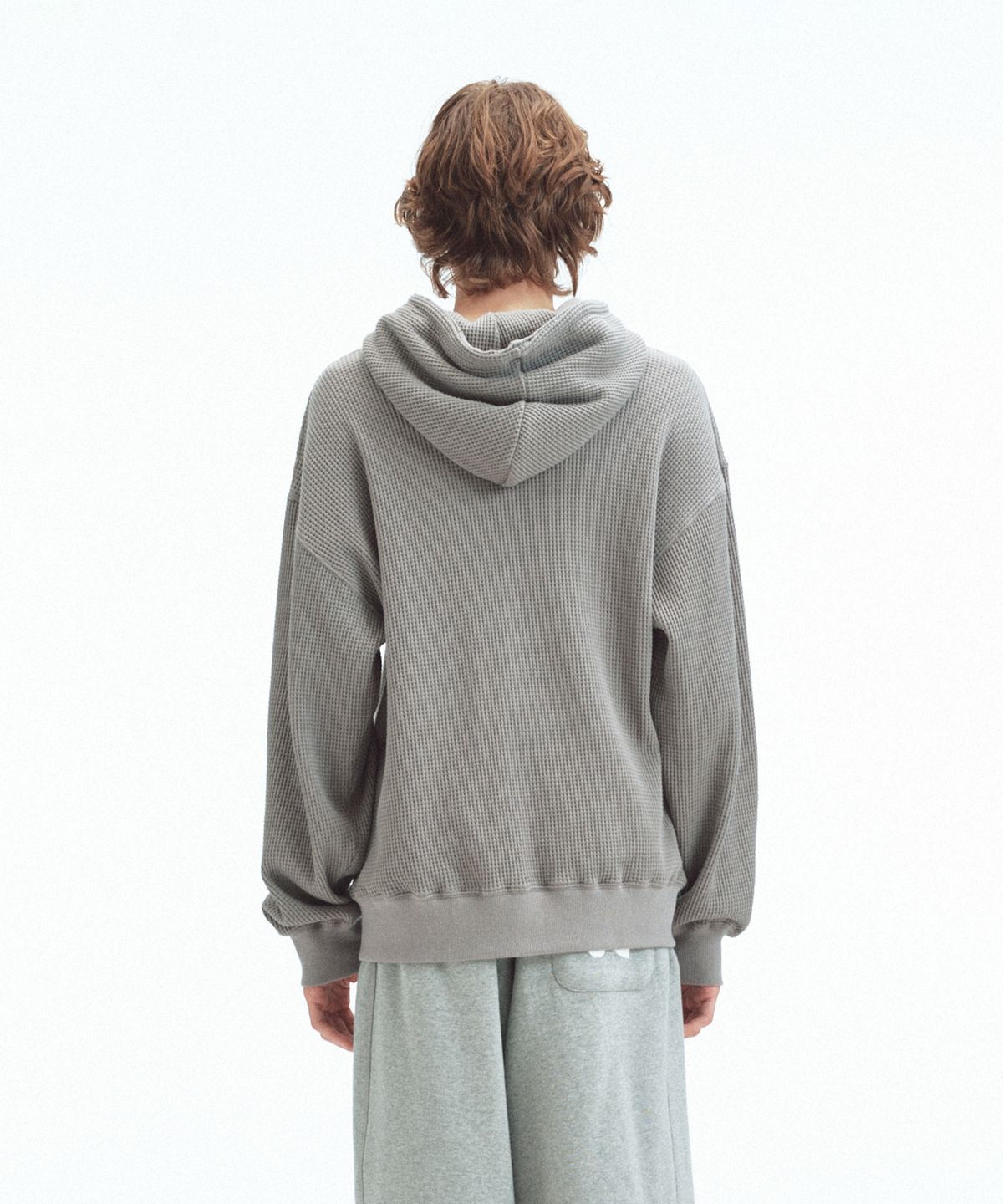 레스트앤레크레이션(REST&RECREATION) STITCH WAFFLE HOOD ZIP-UP - GREY