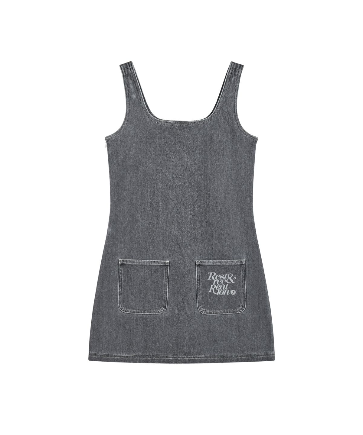 레스트앤레크레이션(REST&RECREATION) DENIM MINI DRESS - GREY