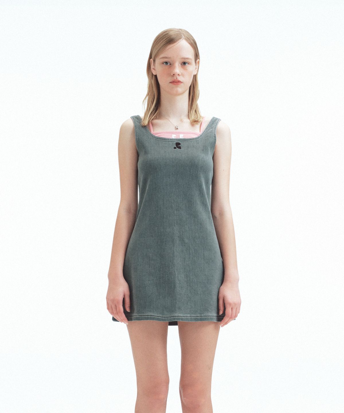 레스트앤레크레이션(REST&RECREATION) DENIM MINI DRESS - GREY
