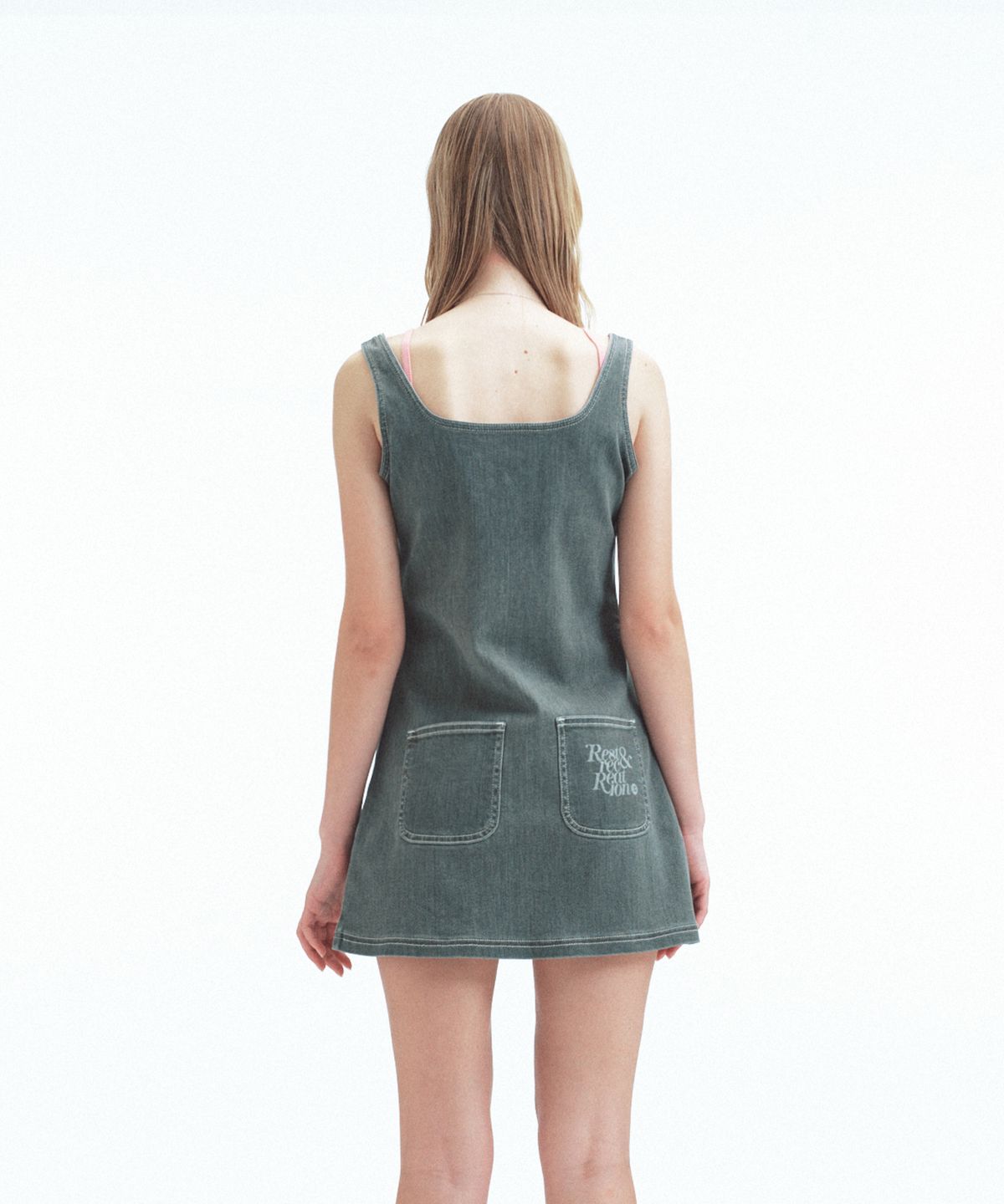 레스트앤레크레이션(REST&RECREATION) DENIM MINI DRESS - GREY