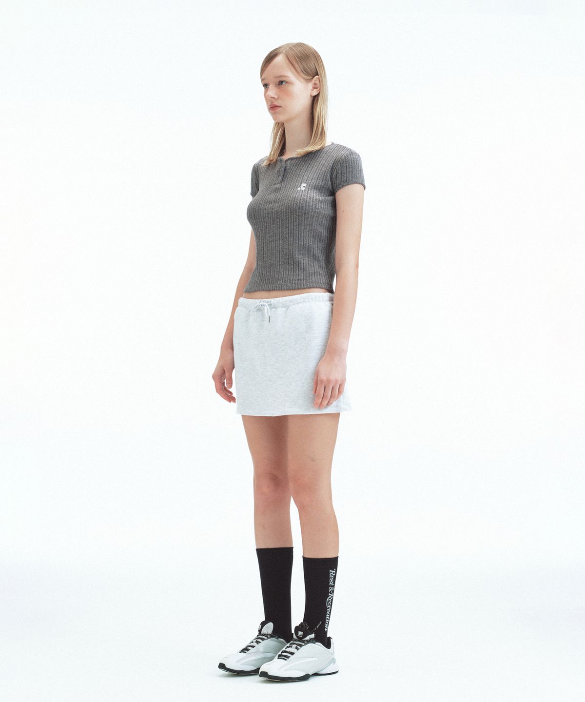 레스트앤레크레이션(REST&RECREATION) SWEAT MINI SKORT - LIGHT GREY