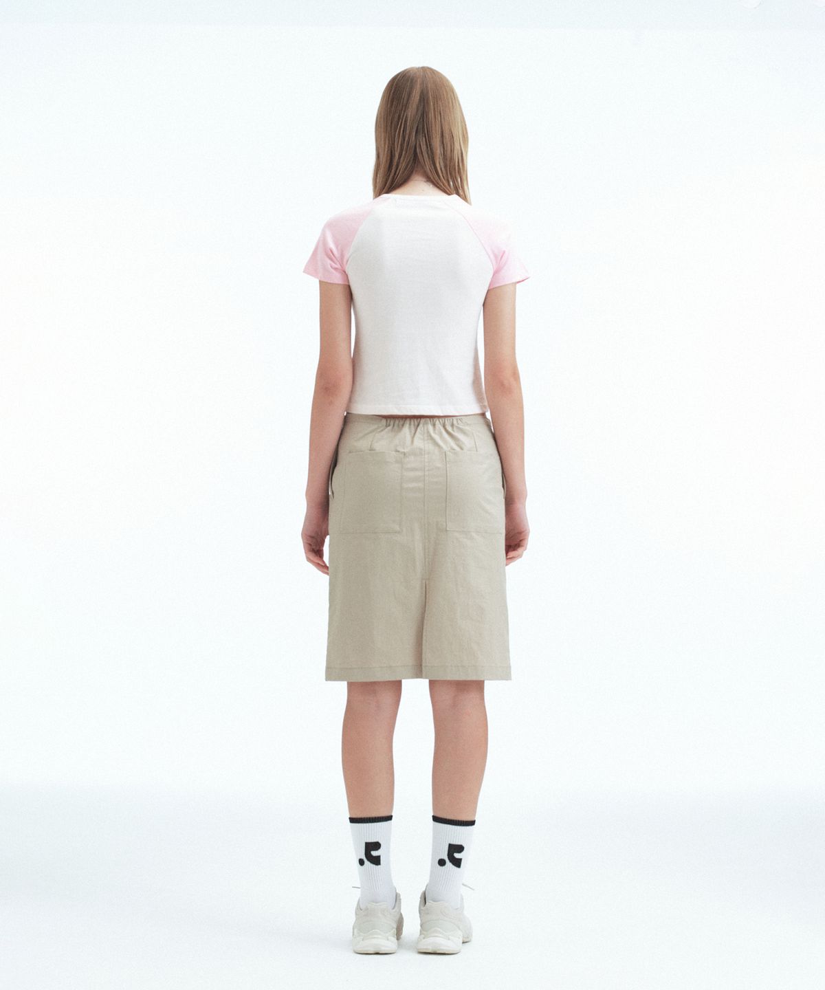 레스트앤레크레이션(REST&RECREATION) COTTON NYLON MIDI SKIRT - BEIGE