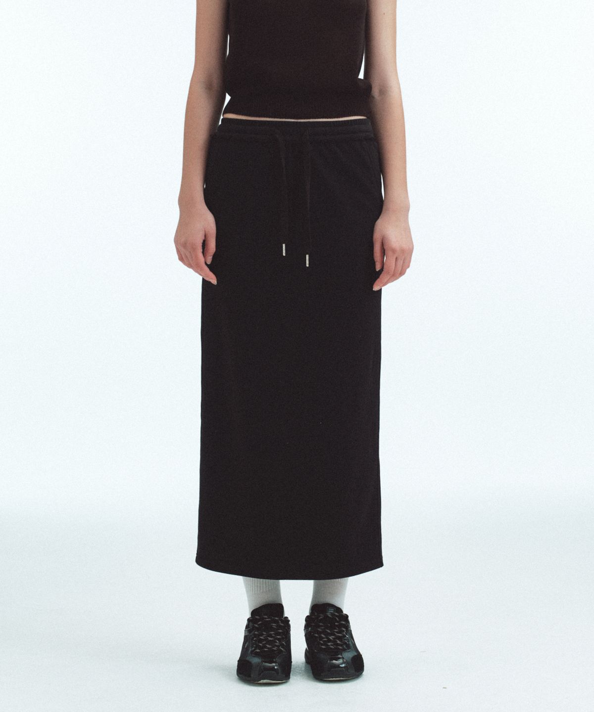 레스트앤레크레이션(REST&RECREATION) SWEAT MAXI SKIRT - BLACK