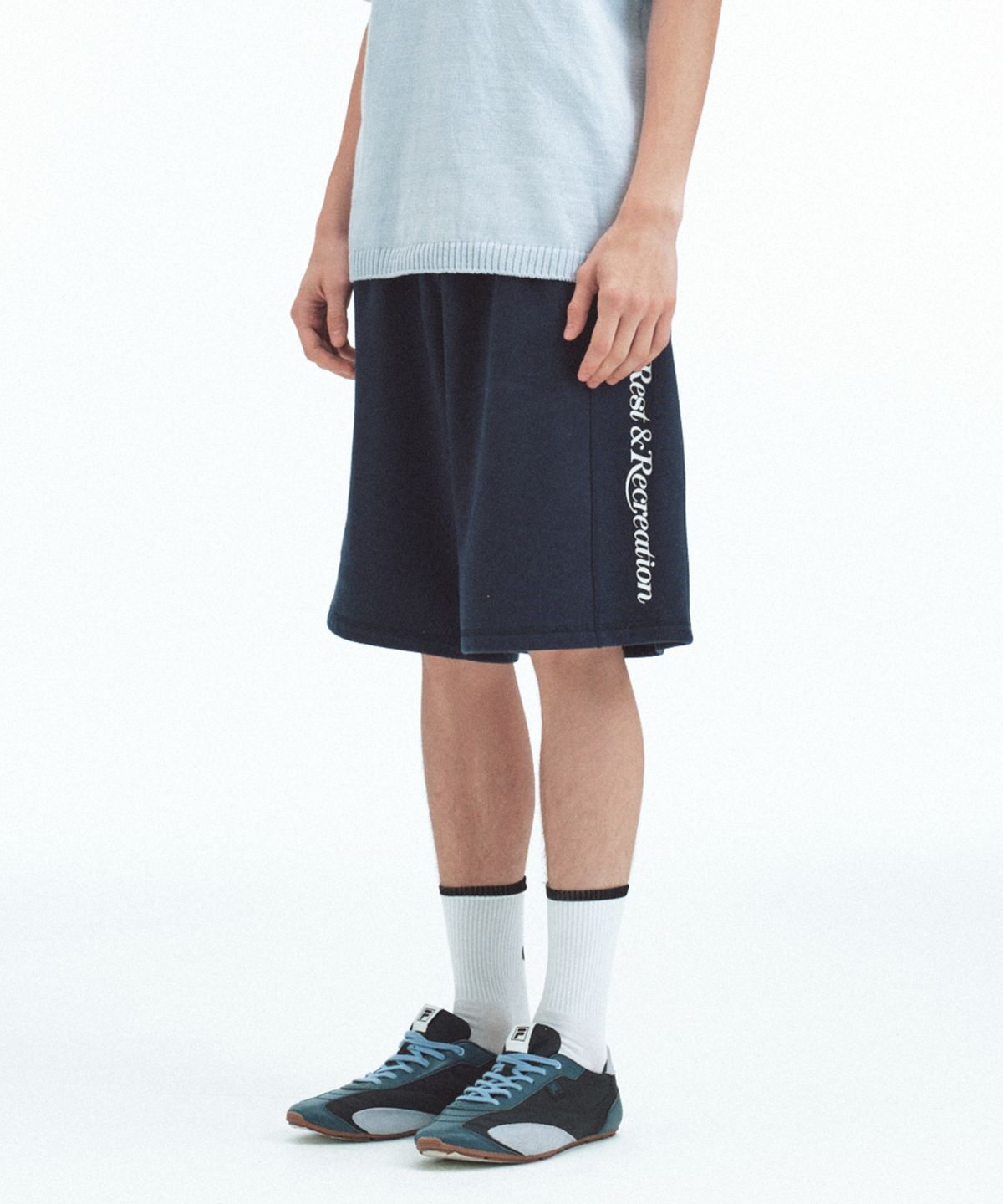 레스트앤레크레이션(REST&RECREATION) SWEAT MIDI SHORTS - NAVY