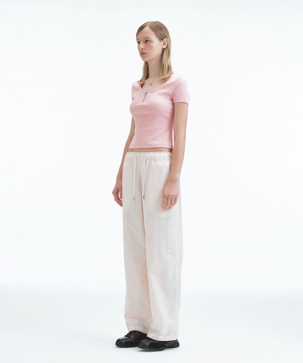 레스트앤레크레이션(REST&RECREATION) WIDE NYLON PANTS - PINK
