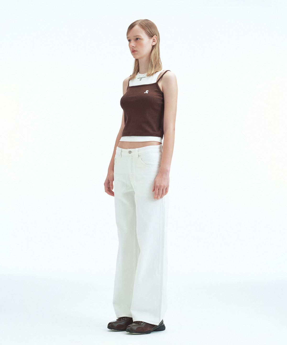 레스트앤레크레이션(REST&RECREATION) LOW RISE STITCH JEANS - WHITE
