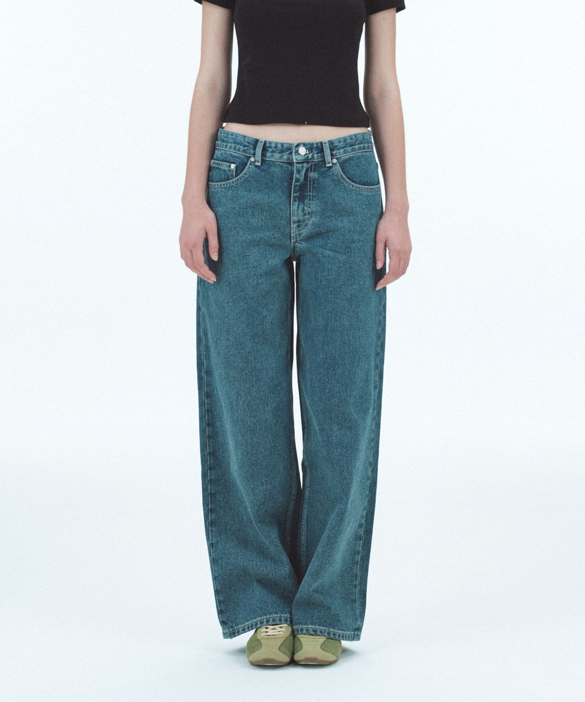 레스트앤레크레이션(REST&RECREATION) LOW RISE STITCH JEANS - BLUE