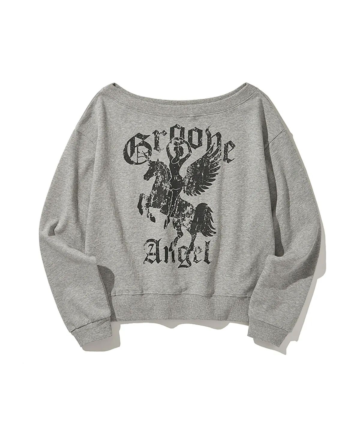 디오스피스(DAUSPICE) (DUC) GA one-shoulder sweatshirt Gray