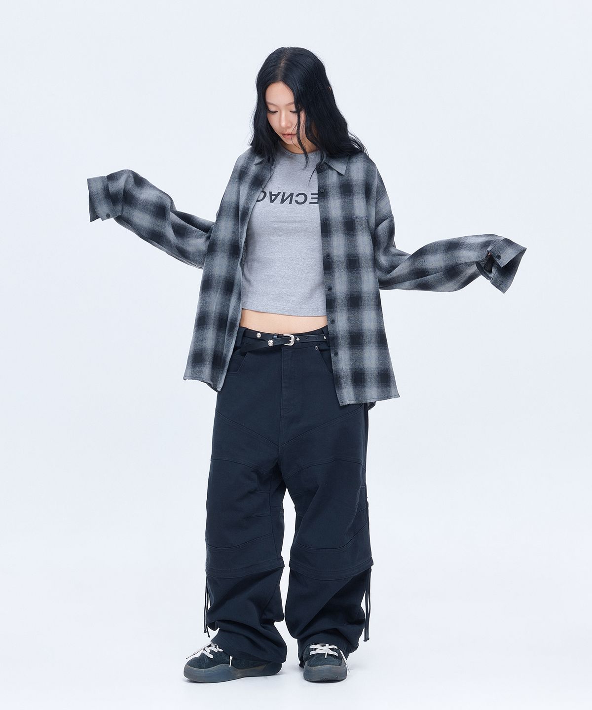 디오스피스(DAUSPICE) (DUC) Logo ombre checkshirt Black