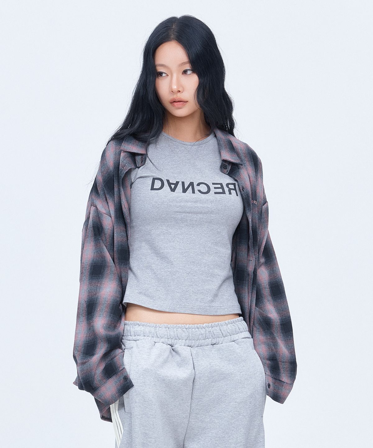 디오스피스(DAUSPICE) (DUC) Logo ombre checkshirt Pink