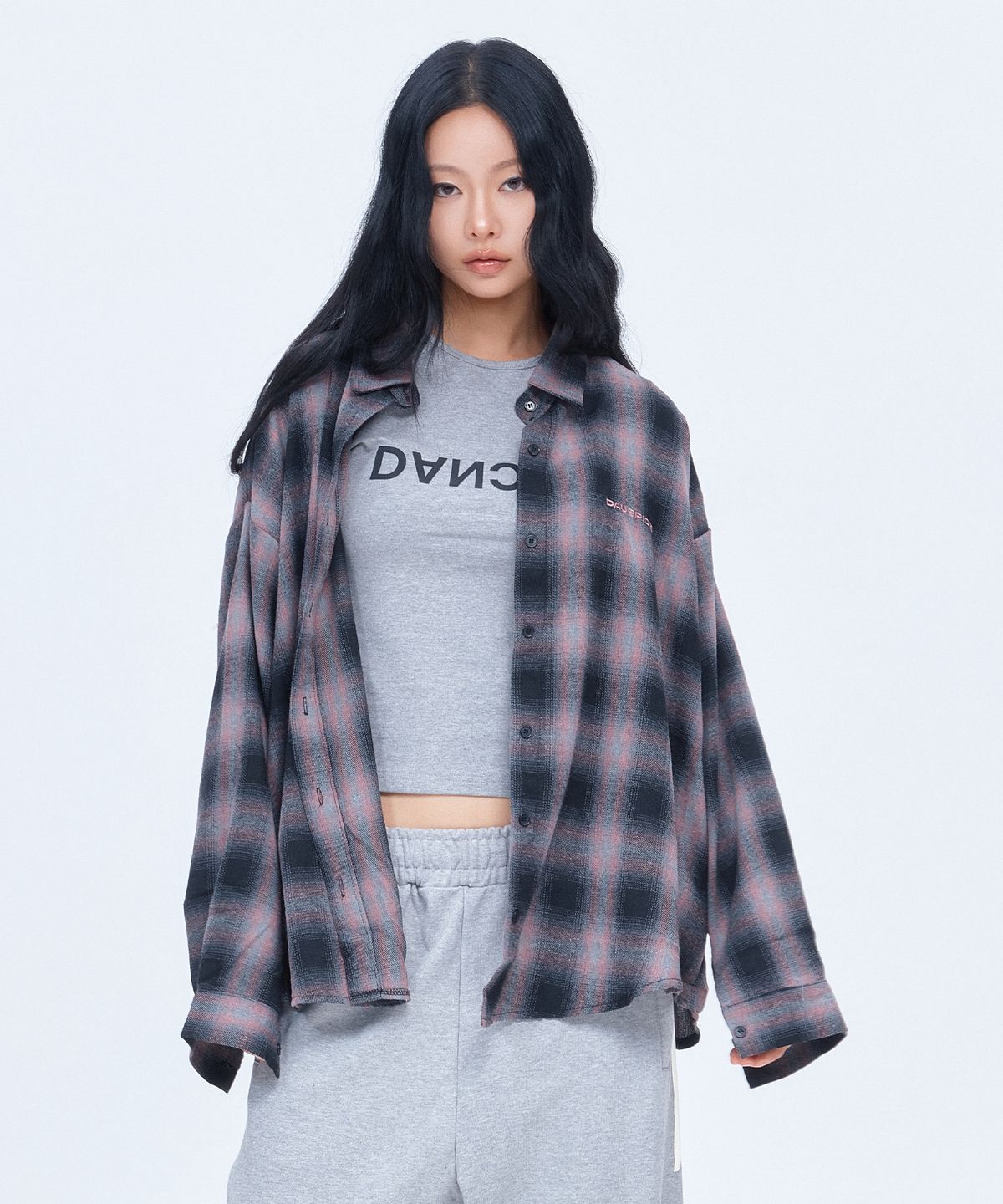 디오스피스(DAUSPICE) (DUC) Logo ombre checkshirt Pink