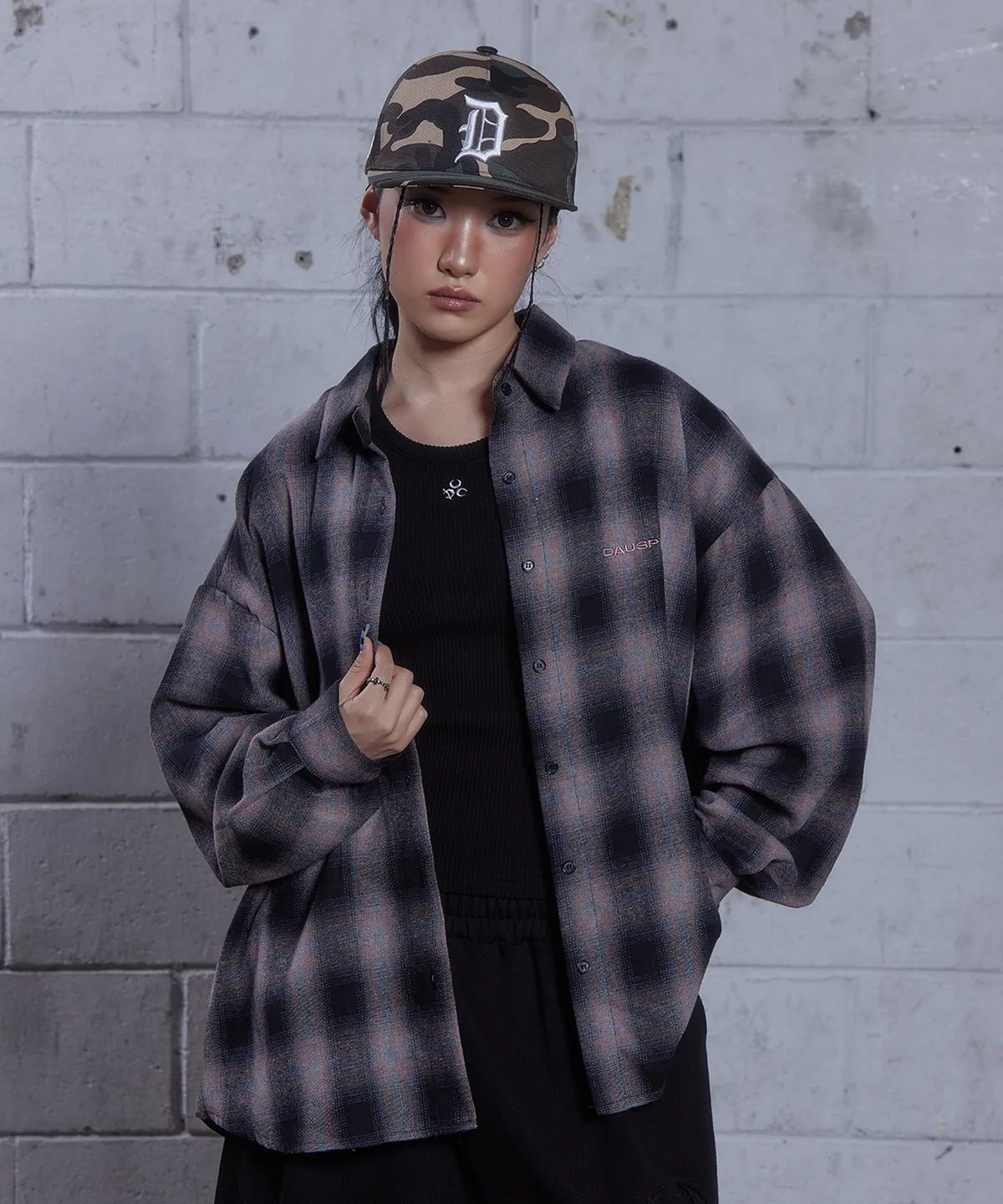 디오스피스(DAUSPICE) (DUC) Logo ombre checkshirt Pink