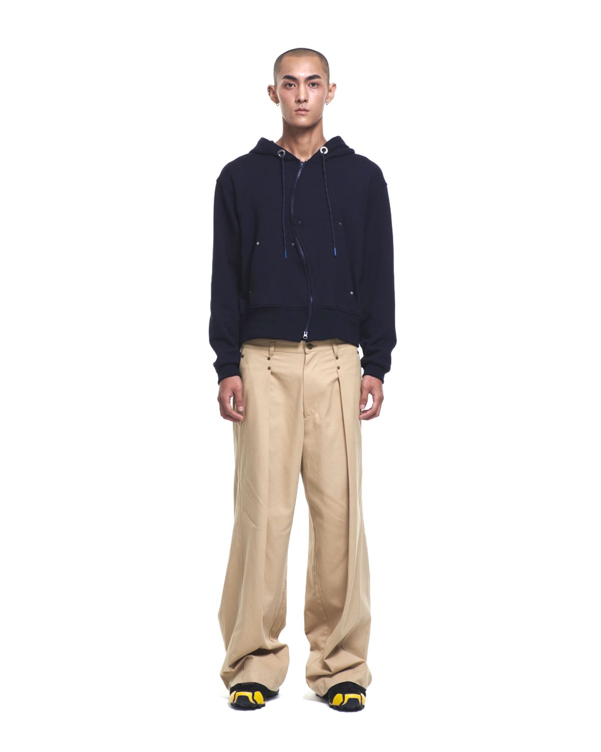 에르 바이 에러리스트(ERR BY ERRORIST) DISTORTION HOOD ZIP UP [NAVY]