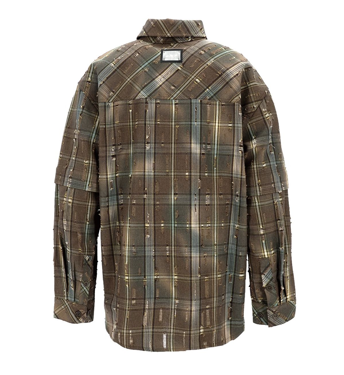 에르 바이 에러리스트(ERR BY ERRORIST) EMBLEM DETACHABLE CHECK SHIRTS [GLITCHED BROWN]
