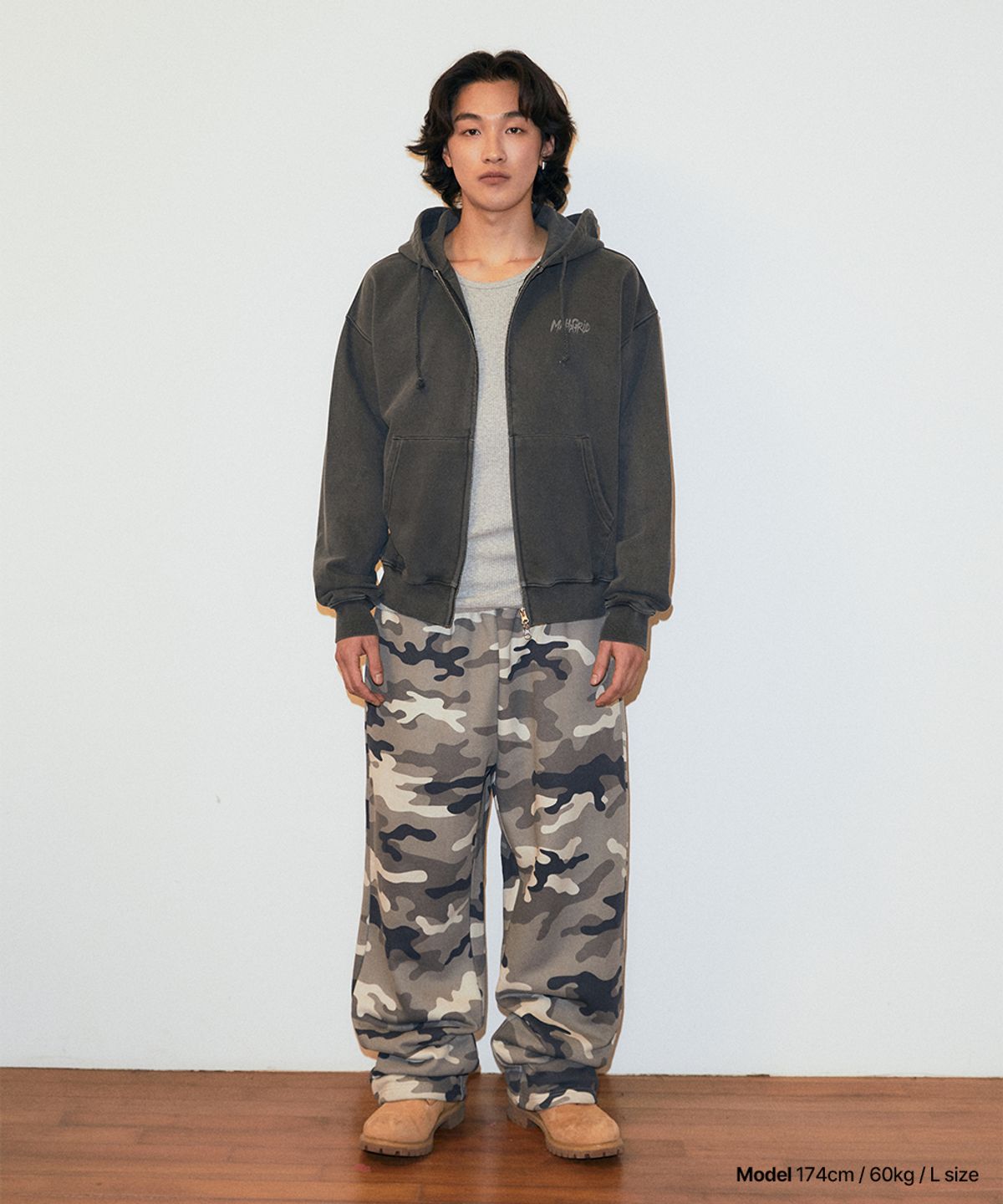 마하그리드(MAHAGRID) CAMO APPLIQUE SWEATPANT GREY(MG2FFMPA09A)
