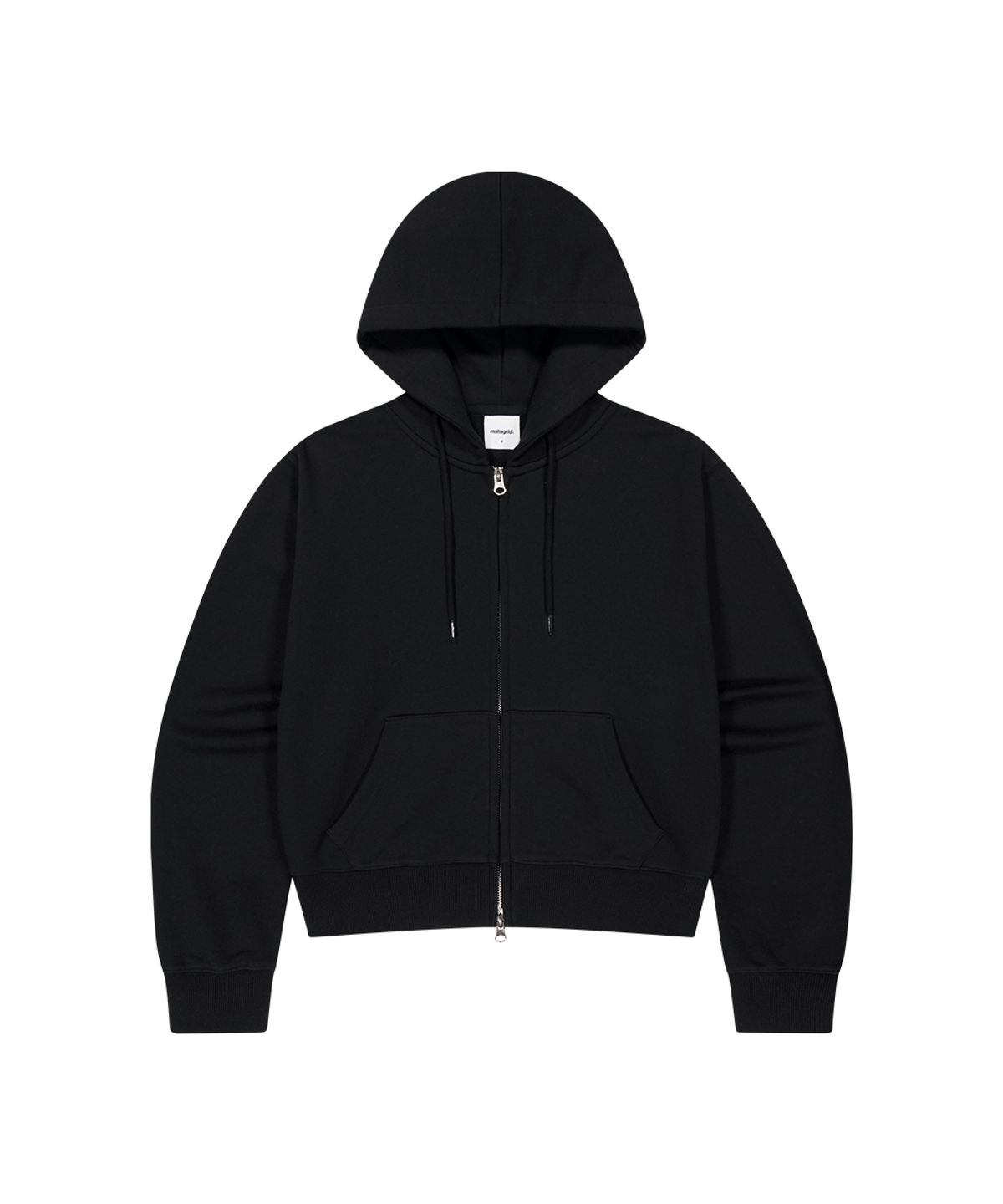 마하그리드(MAHAGRID) PRAY APPLIQUE CROP ZIP UP HOODIE BLACK(MG2FFFM494A)