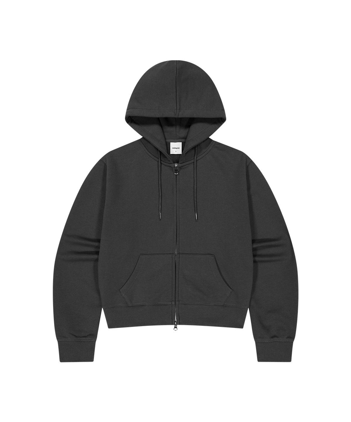 마하그리드(MAHAGRID) PRAY APPLIQUE CROP ZIP UP HOODIE CHARCOAL(MG2FFFM494A)