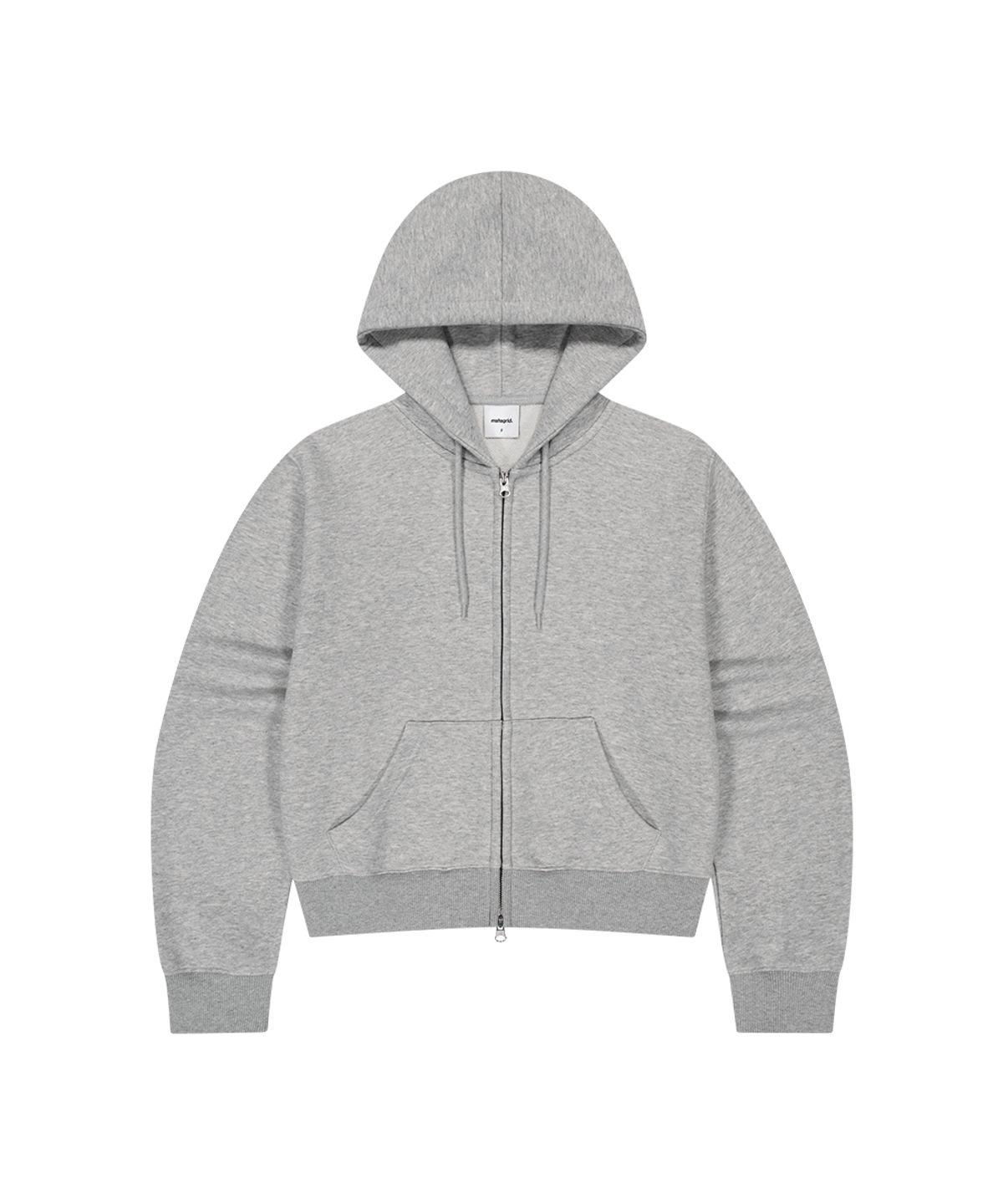 마하그리드(MAHAGRID) PRAY APPLIQUE CROP ZIP UP HOODIE GREY(MG2FFFM494A)
