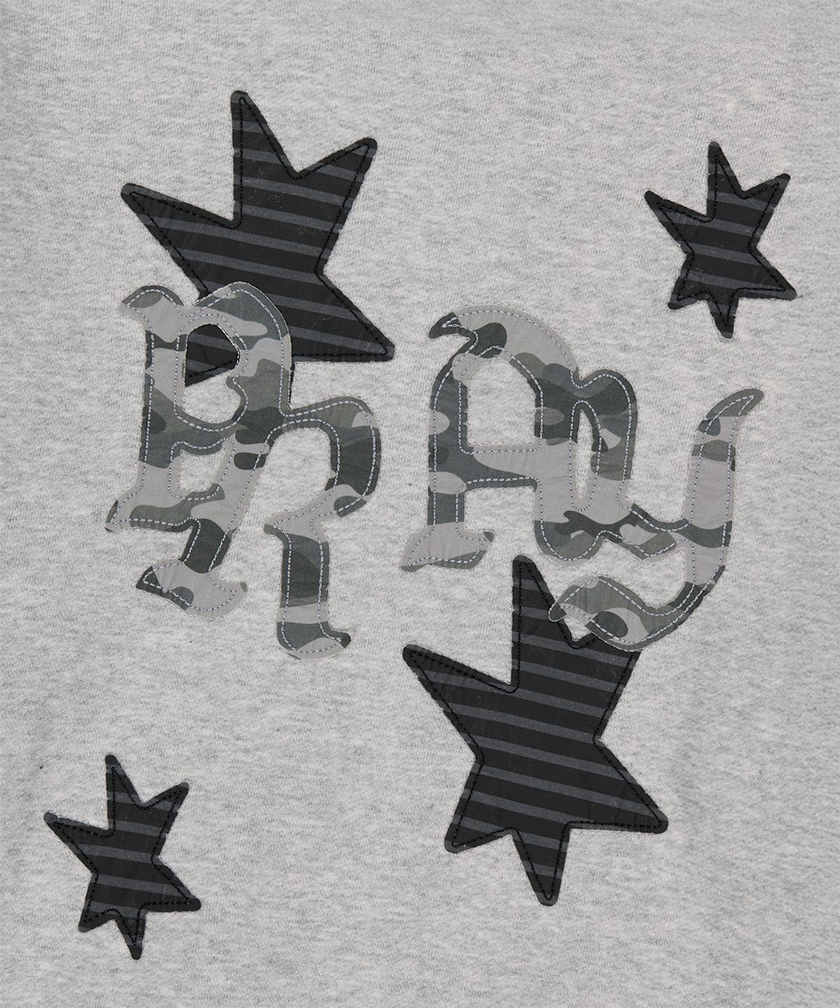 마하그리드(MAHAGRID) PRAY APPLIQUE CROP ZIP UP HOODIE GREY(MG2FFFM494A)