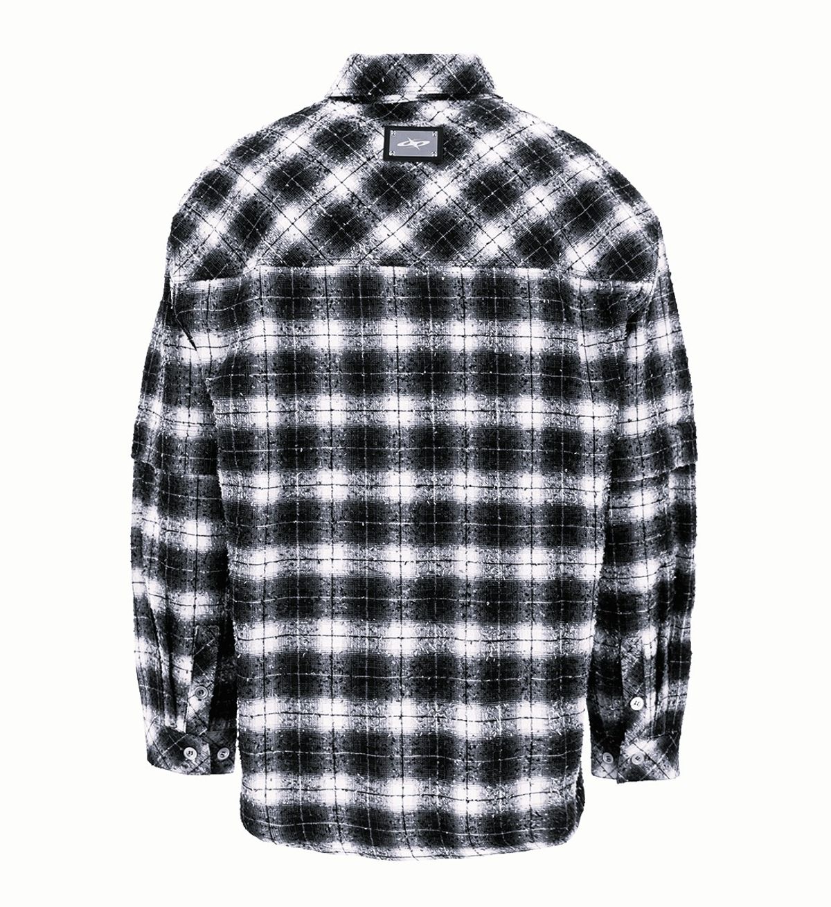 에르 바이 에러리스트(ERR BY ERRORIST) EMBLEM DETACHABLE CHECK SHIRTS [GLITCHED BLACK]