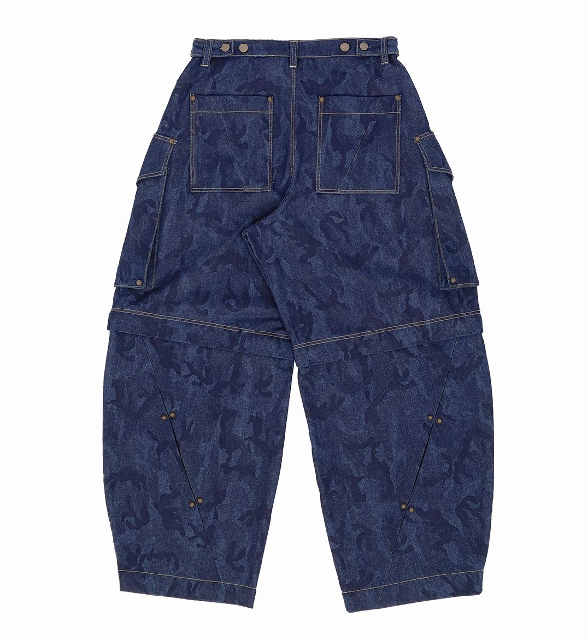 에르 바이 에러리스트(ERR BY ERRORIST) SCAR DETACHABLE CARGO DENIM PANTS  [INDIGO CAMO]