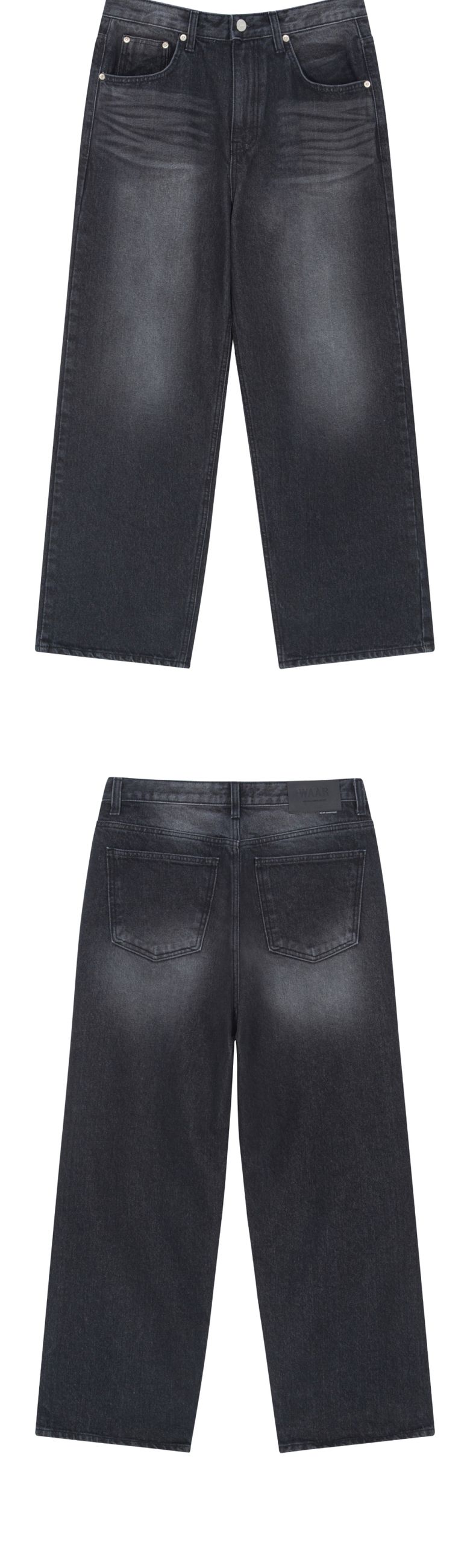 MUSINSA | WAAR M194 Washed Semi-Wide Denim Pants_Black [Short 
