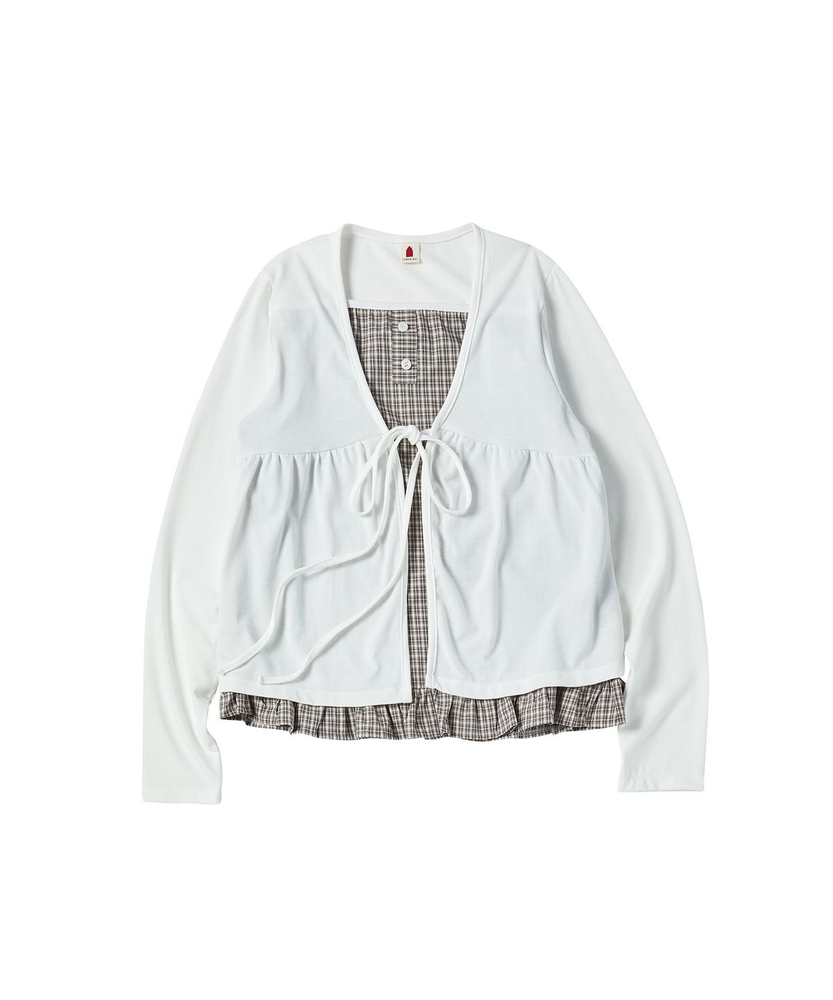 꼬모니노즈(COMONINOZ) W CHECK CARDIGAN [IVORY]