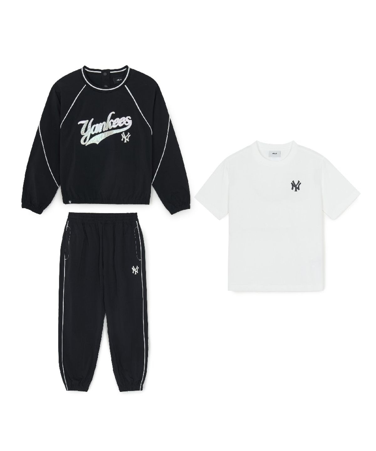 엠엘비 키즈(MLB KIDS) 스포티브 애슬레저  우븐 맨투맨 3 SET (여아) NY (Black)