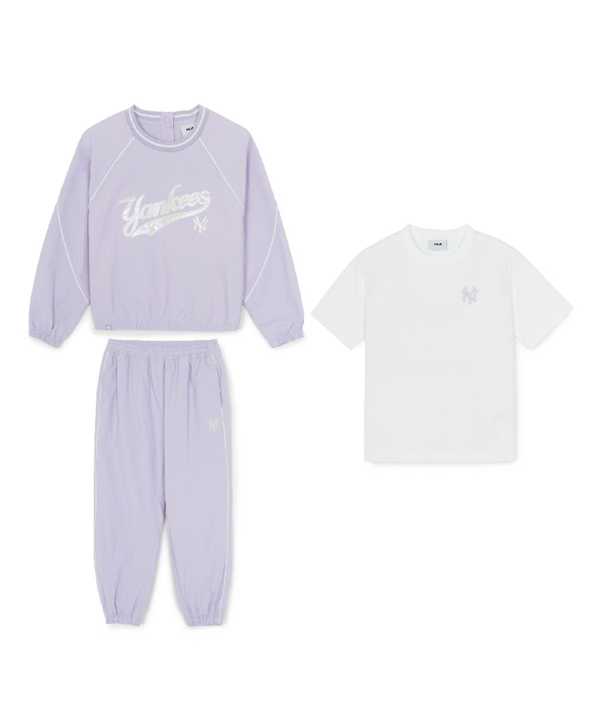 엠엘비 키즈(MLB KIDS) 스포티브 애슬레저  우븐 맨투맨 3 SET (여아) NY (Lavender)
