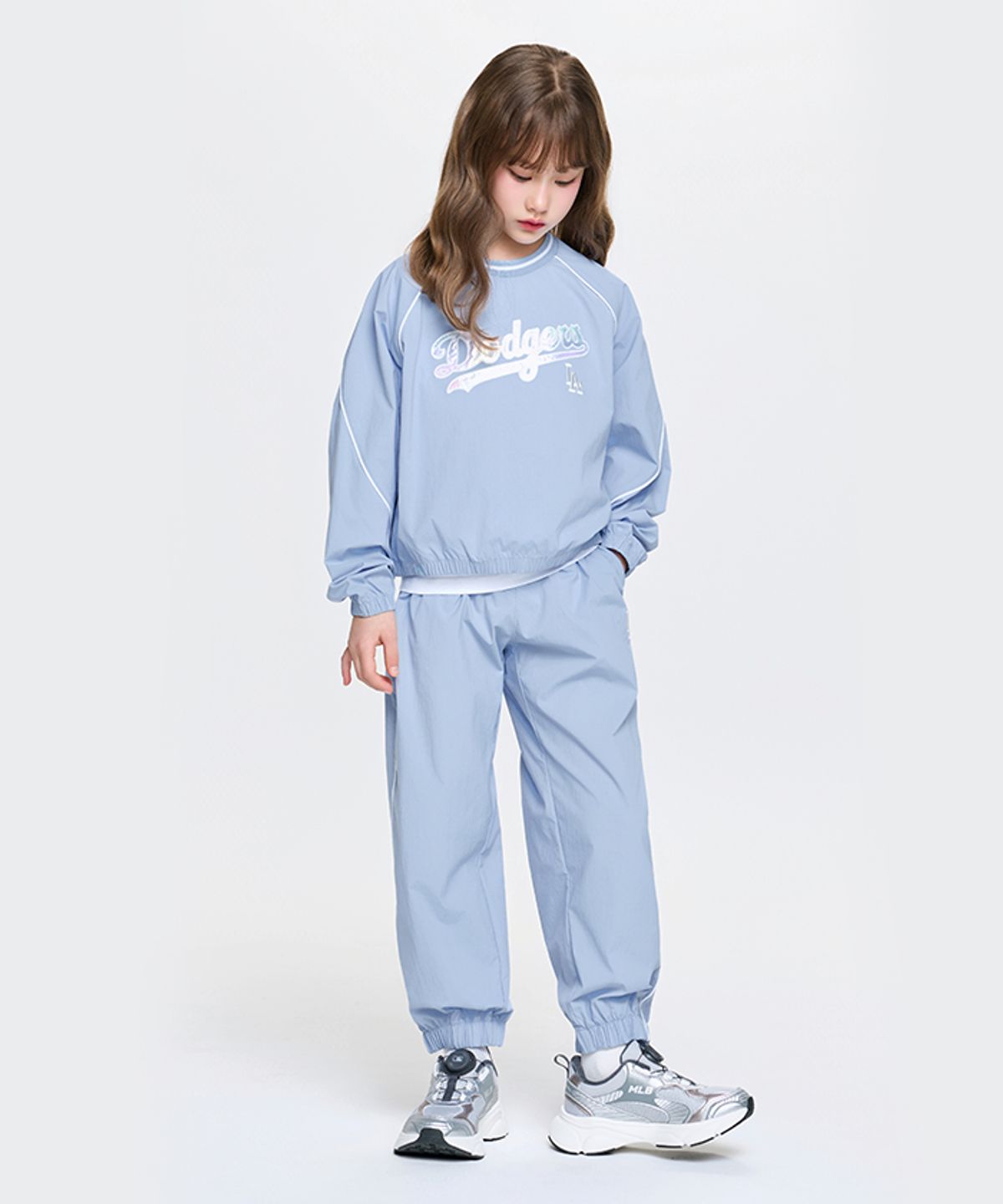 엠엘비 키즈(MLB KIDS) 스포티브 애슬레저  우븐 맨투맨 3 SET (여아) LA (Sky blue)